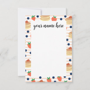Personlig Pancakes och Berries Notecards Tack Kort