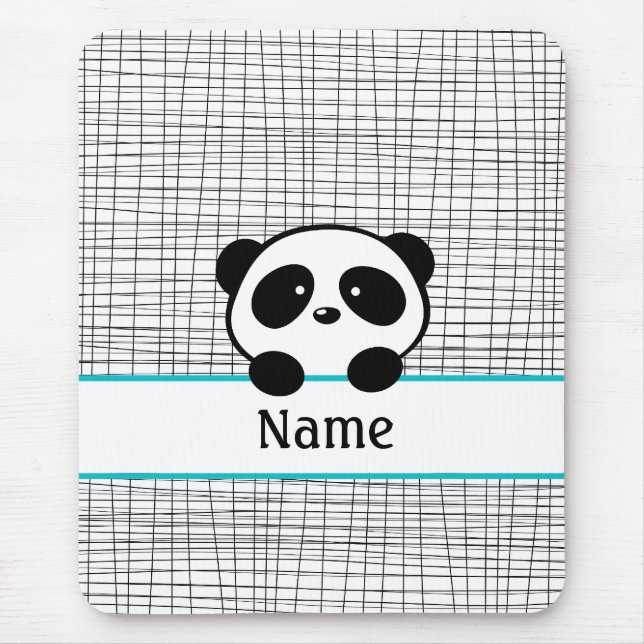 Personlig Panda Bear Aqua Black Mouse Pad Musmatta (Framsidan)
