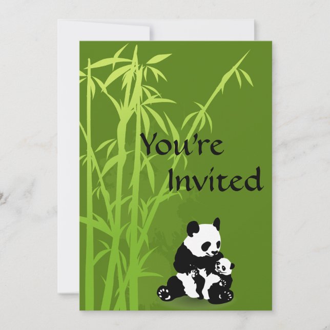 Personlig Panda Bear, Bamboo Baby Shower Inbjudan (Framsida)