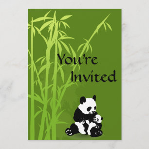 Personlig Panda Bear, Bamboo Baby Shower Inbjudan