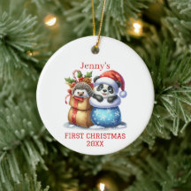 Personlig Panda Bear och Hedgehog Unge jul