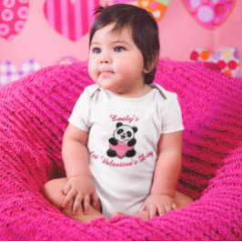 Personlig Panda för Babys Första Alla Hjärtans Dag T Shirt