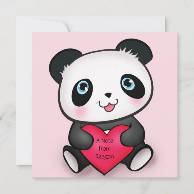 Personlig Panda Inbjudan Card 4 Cute Panda Älskare (Framsida)