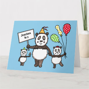 Personlig Panda Party Barn Birthday Kort