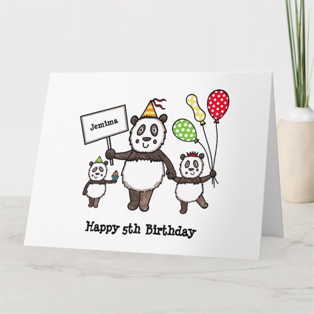 Personlig Panda Party Barn Birthday Kort (Framsida)