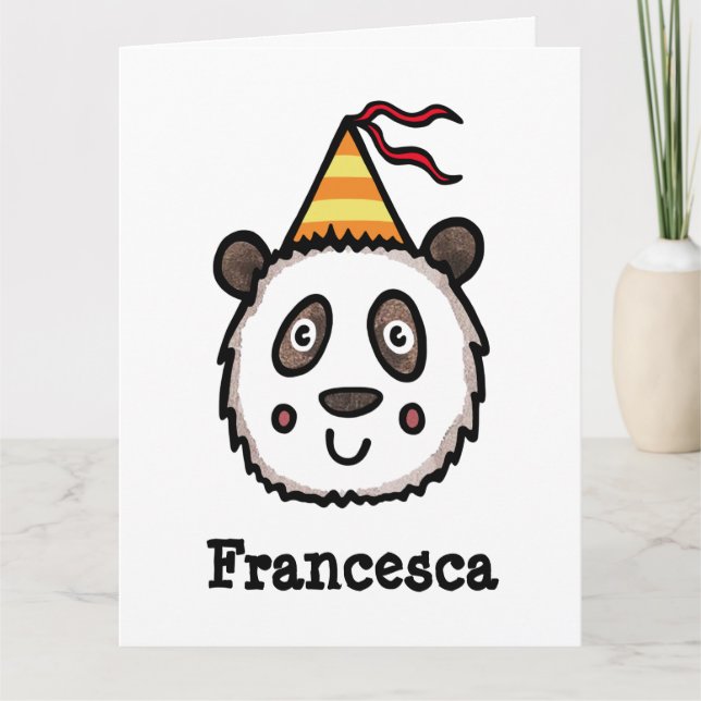 Personlig Panda Party Barn Birthday Kort (Framsida)