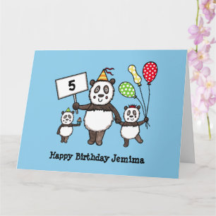 Personlig Panda Party Barn Birthday Kort
