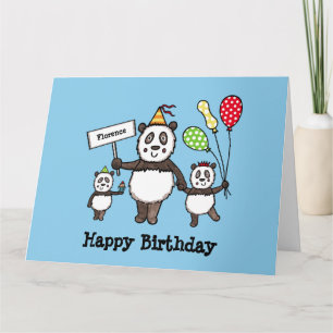 Personlig Panda Party Barn Birthday Kort