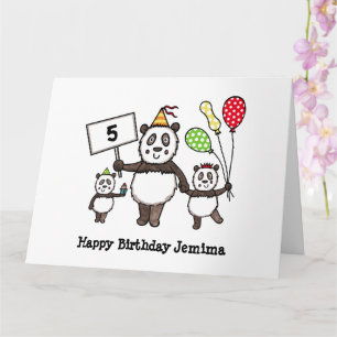 Personlig Panda Party Barn Birthday Kort