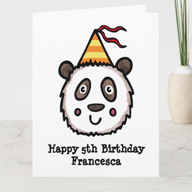 Personlig Panda Party Barn Birthday Kort (Framsida)