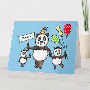 Personlig Panda Party Barn Birthday Kort