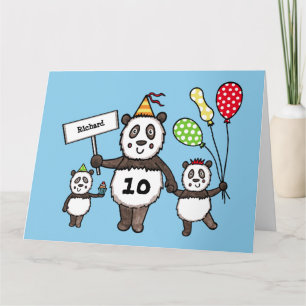 Personlig Panda Party Barn födelsedagskort Kort