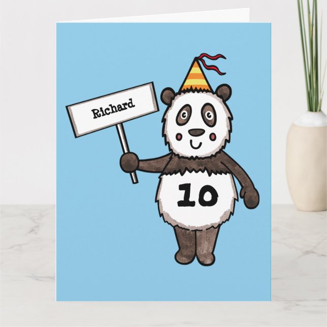 Personlig Panda Party Barn födelsedagskort Kort (Framsida)