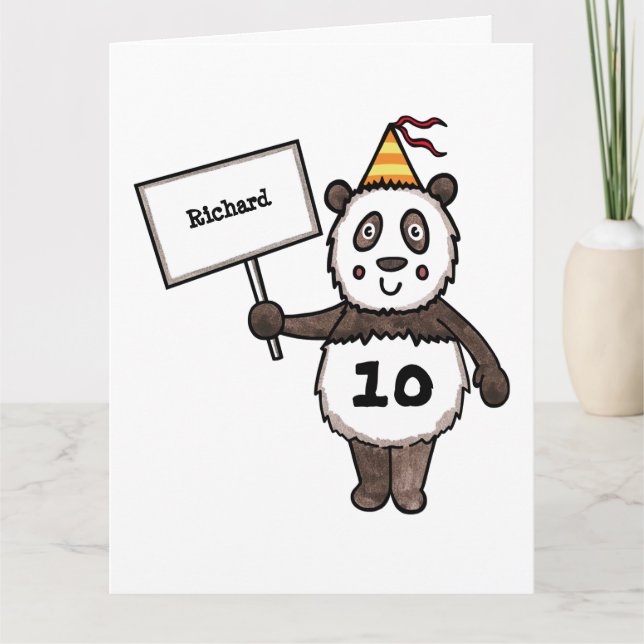 Personlig Panda Party Barn födelsedagskort Kort (Framsida)