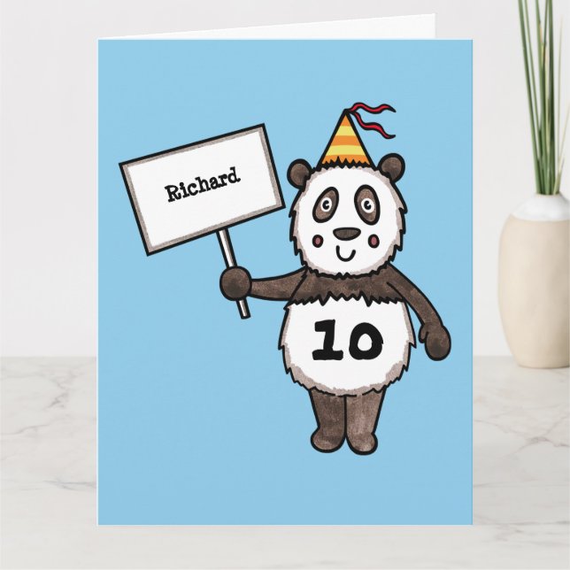 Personlig Panda Party Barn födelsedagskort Kort (Framsida)