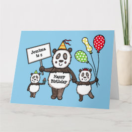 Personlig Panda Party Barn födelsedagskort Kort