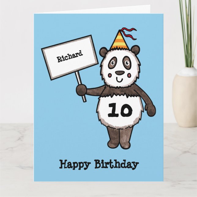 Personlig Panda Party Barn födelsedagskort Kort (Framsida)