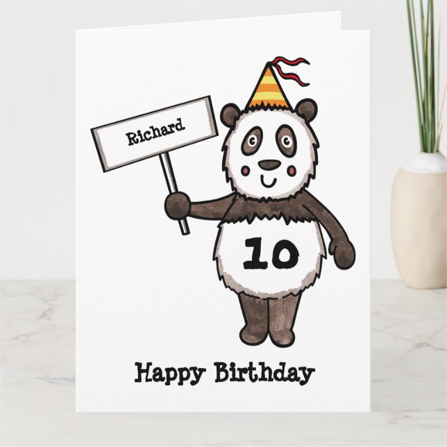 Personlig Panda Party Barn födelsedagskort Kort (Framsida)