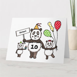 Personlig Panda Party Barn födelsedagskort Kort