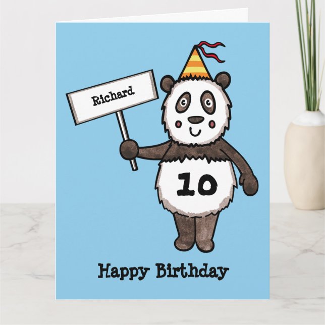 Personlig Panda Party Barn födelsedagskort Kort (Framsida)