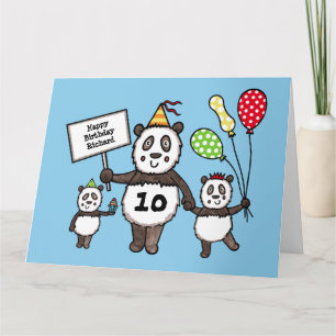 Personlig Panda Party Barn födelsedagskort Kort