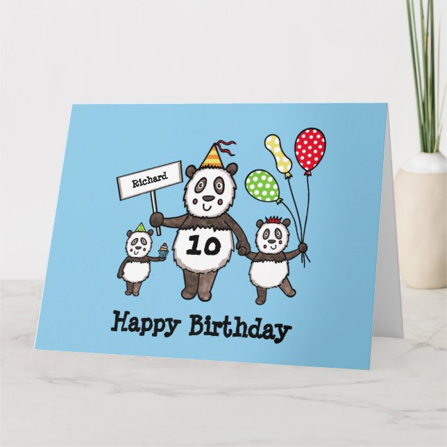 Personlig Panda Party Födelsedagspresent För Barn Kort (Framsida)