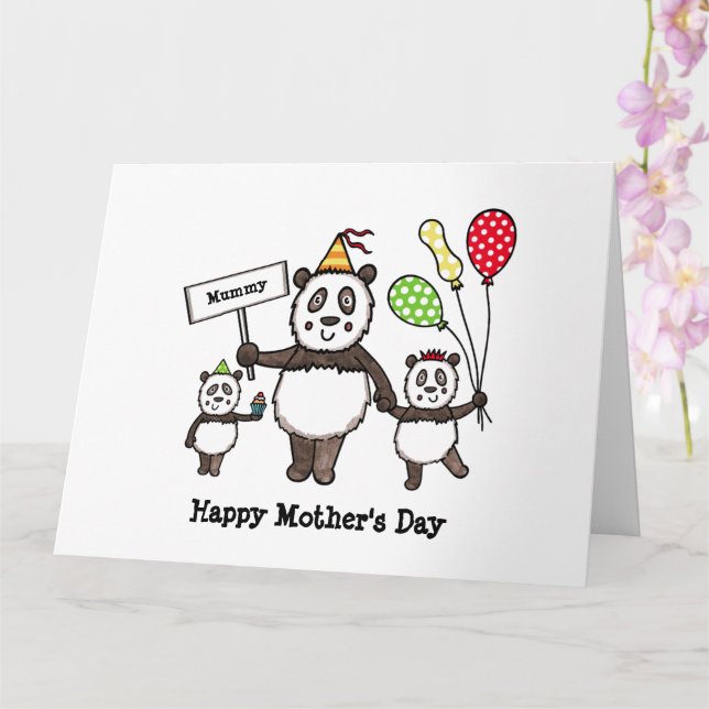 Personlig Panda Party Mors Dagskort Kort (Orkide)