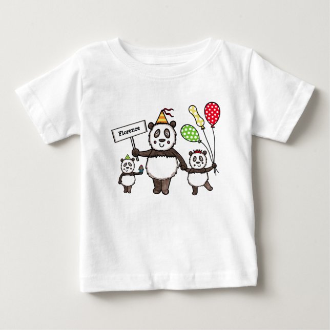 Personlig Panda Party T Shirt (Framsida)