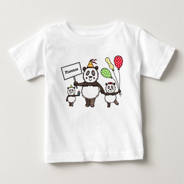Personlig Panda Party T Shirt (Framsida)