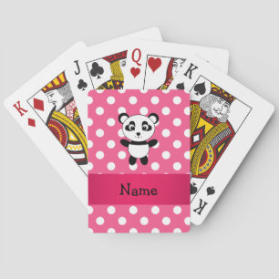 Personlig panda rosa white polka dots spel kort