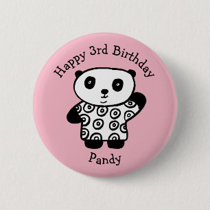 Personlig Pandy the Panda Grattis på födelsedagen Knapp