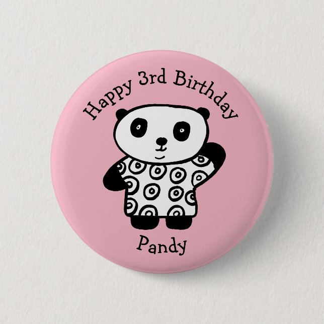 Personlig Pandy the Panda Grattis på födelsedagen Knapp (Framsida)