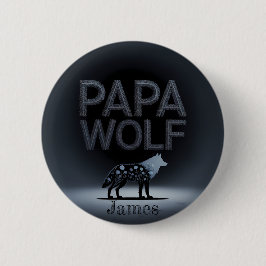 Personlig Papa Varg Natur Silhuett Knapp