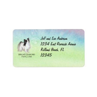 Personlig Papillon Hund Art Adress Adressetikett