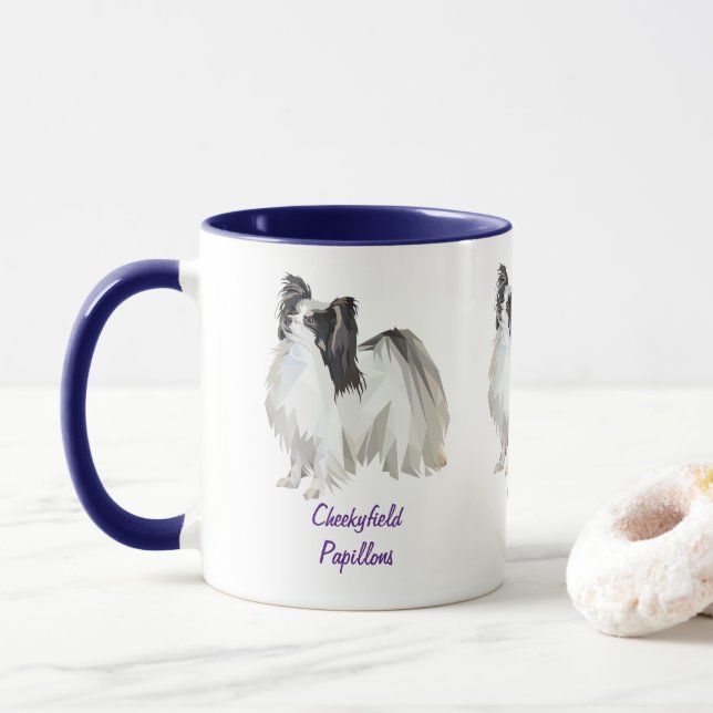 Personlig Papillon Hund Art Mugg (Med munk)