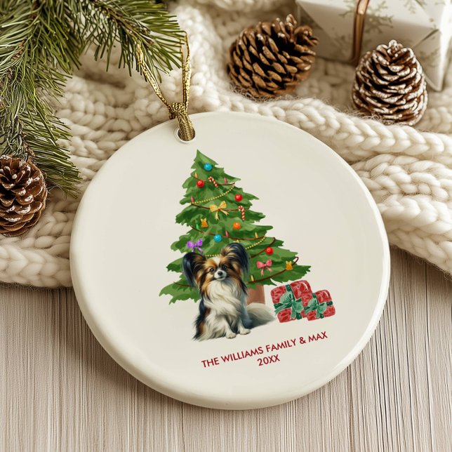 Personlig Papillon Hund Jul Julgransprydnad Keramik (Skapare uppladdad)