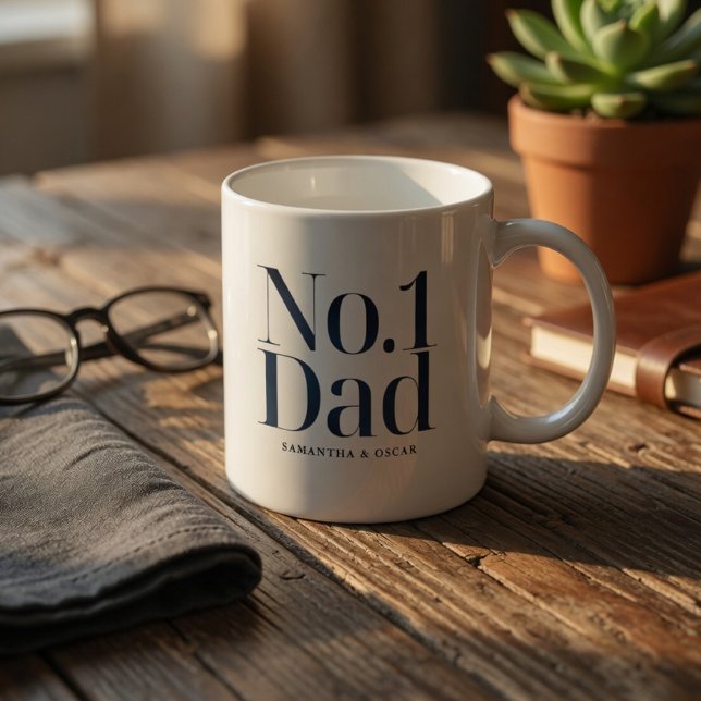 Personlig Pappa #1 | Anpassat Namn Fars Dag Kaffemugg (Skapare uppladdad)