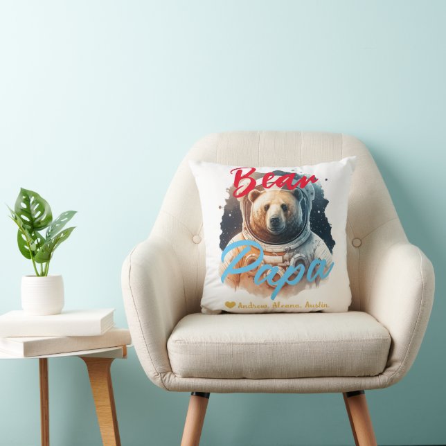 Personlig Pappa Bear Simple chic Namn Astronaut Kudde (Stol)