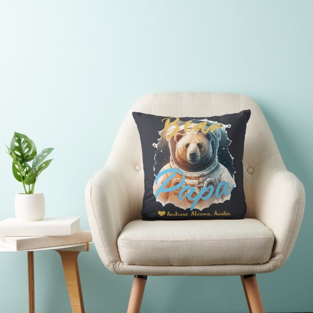 Personlig Pappa Bear Simple chic Namn Astronaut Kudde (Stol)