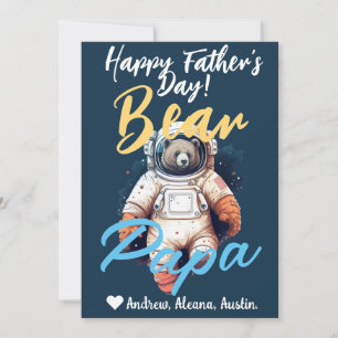 Personlig Pappa Björn Enkel chic Namn Astronaut Julkort