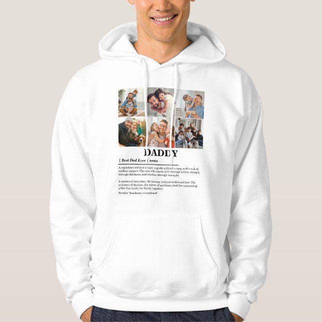 Personlig Pappa Definition 6 Foto Collage Hoodie (Framsida)