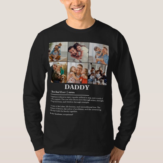Personlig Pappa Definition 6 Foto Collage T Shirt (Framsida)