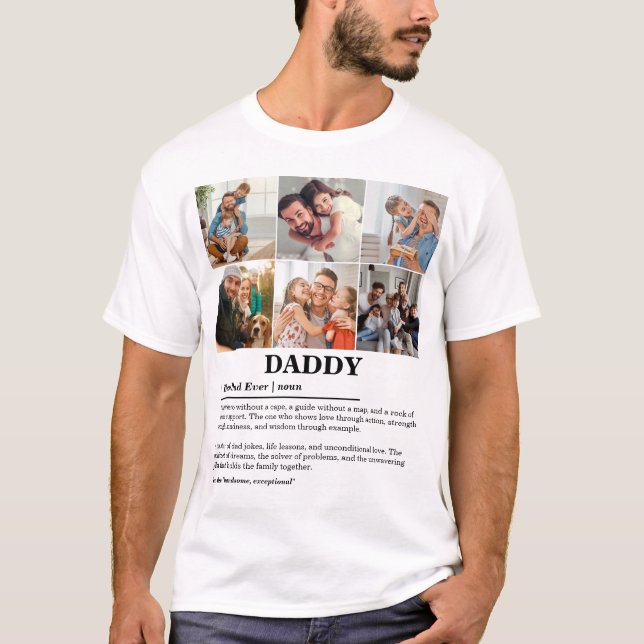 Personlig Pappa Definition 6 Foto Collage T Shirt (Framsida)