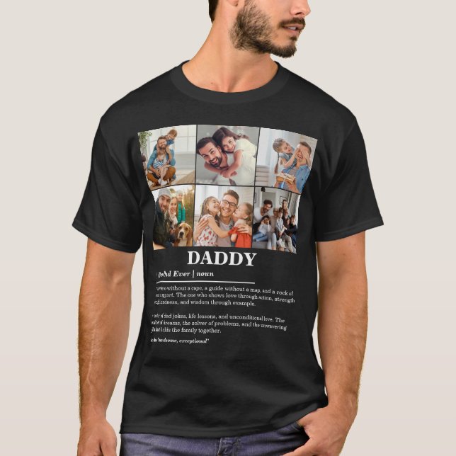 Personlig Pappa Definition 6 Foto Collage T Shirt (Framsida)