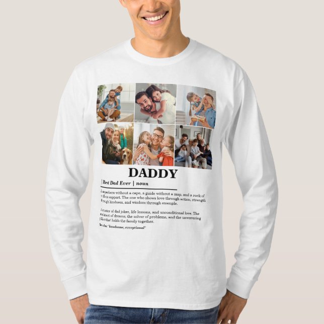 Personlig Pappa Definition 6 Fotocollage T Shirt (Framsida)