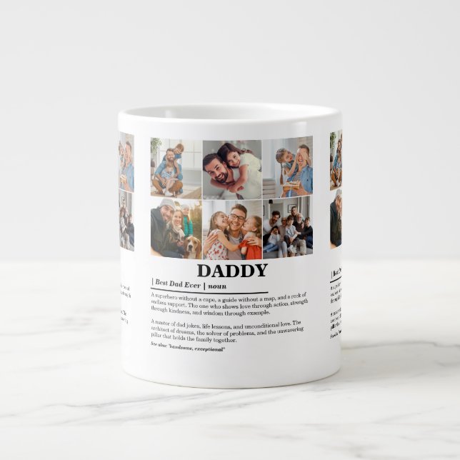 Personlig Pappa Definition 6 Photo Collage Jumbo Mugg (Framsidan)