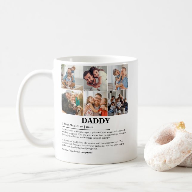 Personlig Pappa Definition 6 Photo Collage Kaffemugg (Med munk)