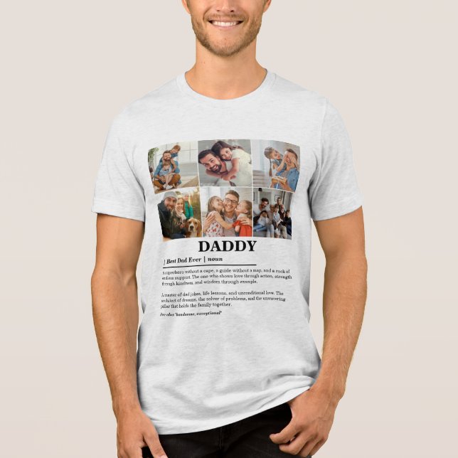 Personlig Pappa Definition 6 Photo Collage T Shirt (Framsida)