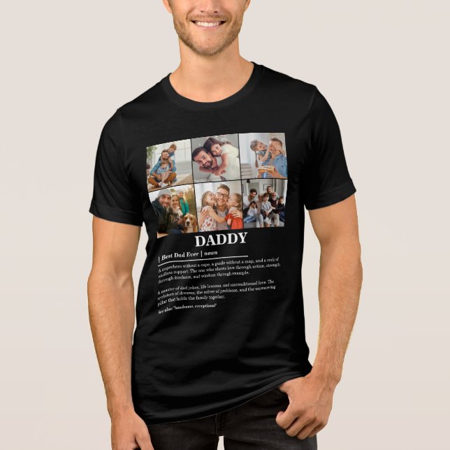 Personlig Pappa Definition 6 Photo Collage T Shirt (Framsida)