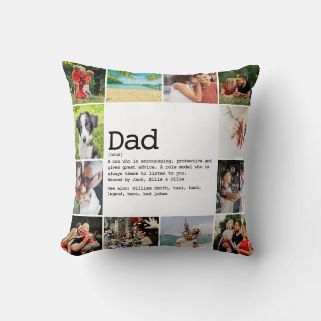Personlig pappa-definition fotokollage kudde (Framsida)